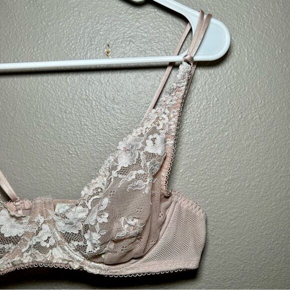 Free People Intimately neutral pink floral embroidered underwire bra size 36B - Picture 3 of 7